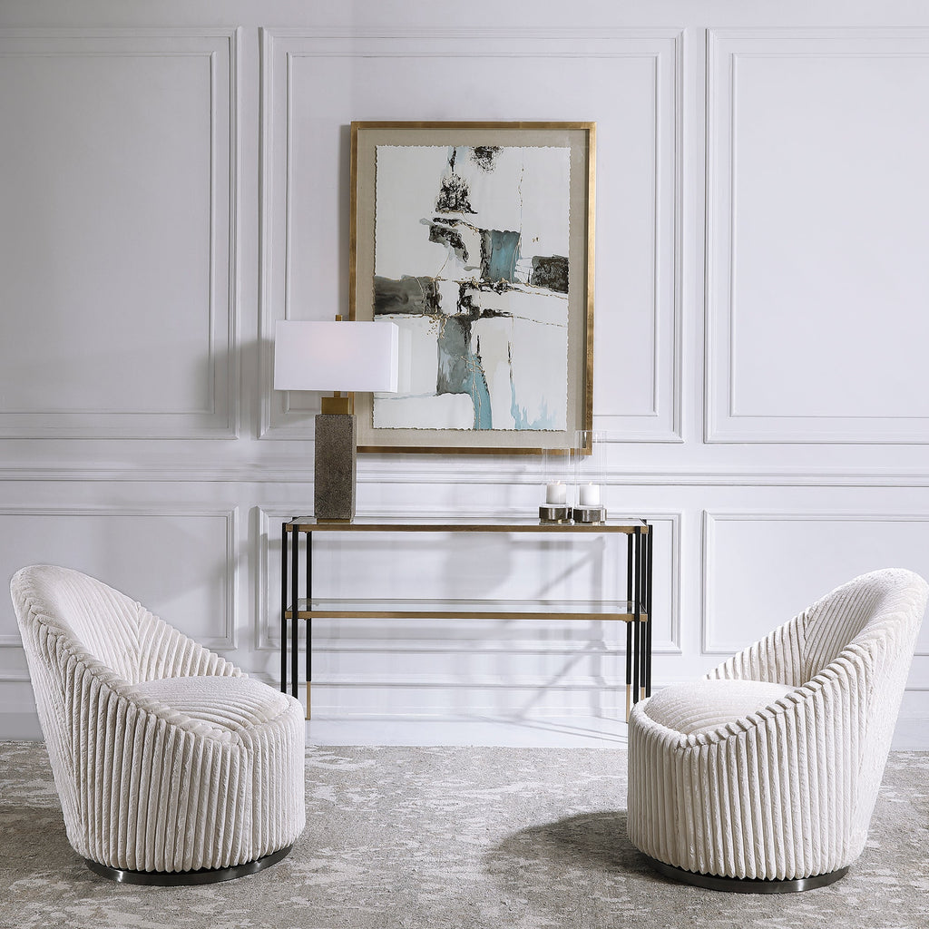 Crue White Swivel Chair