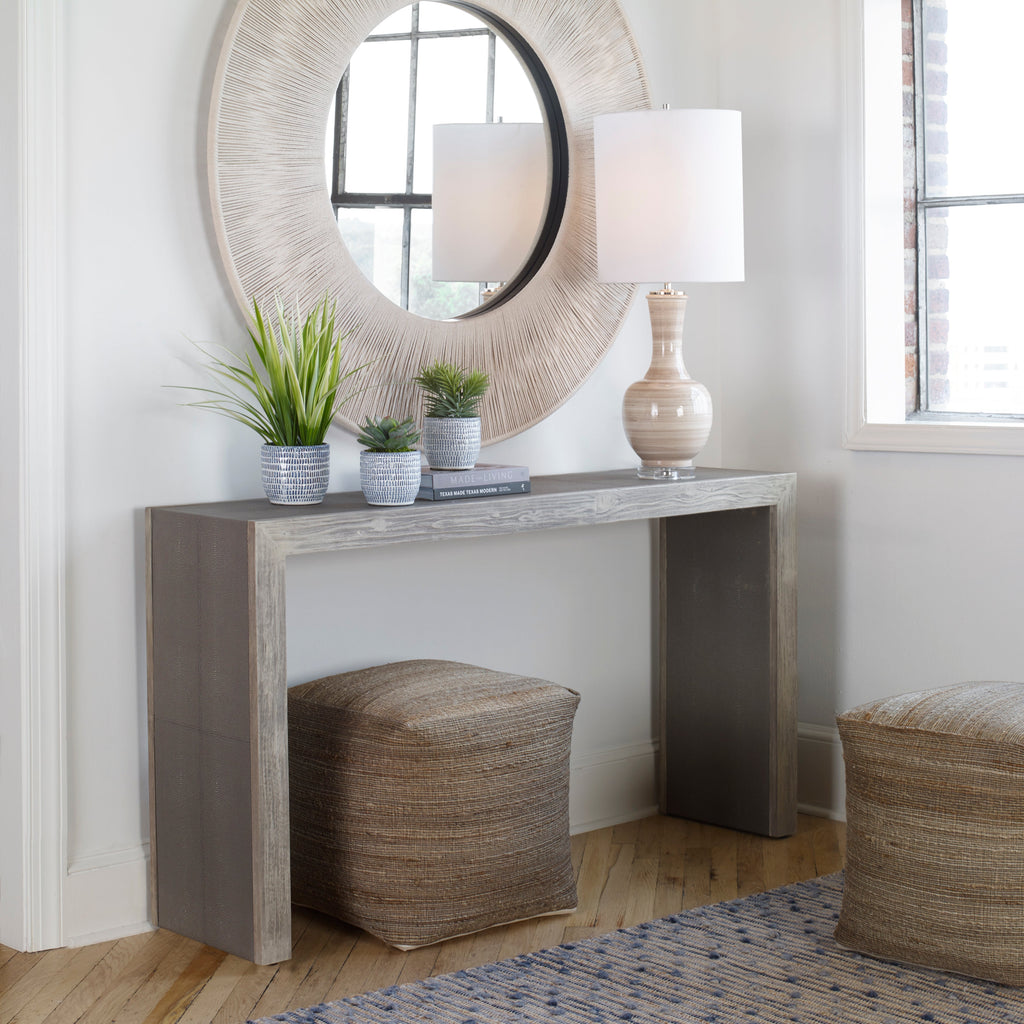 Aerina Aged Gray Console Table