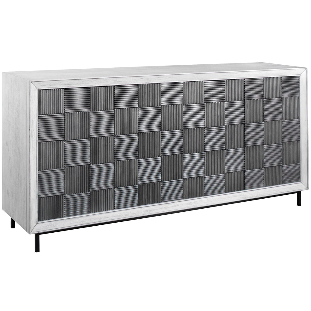 Checkerboard 4 Door Gray Cabinet