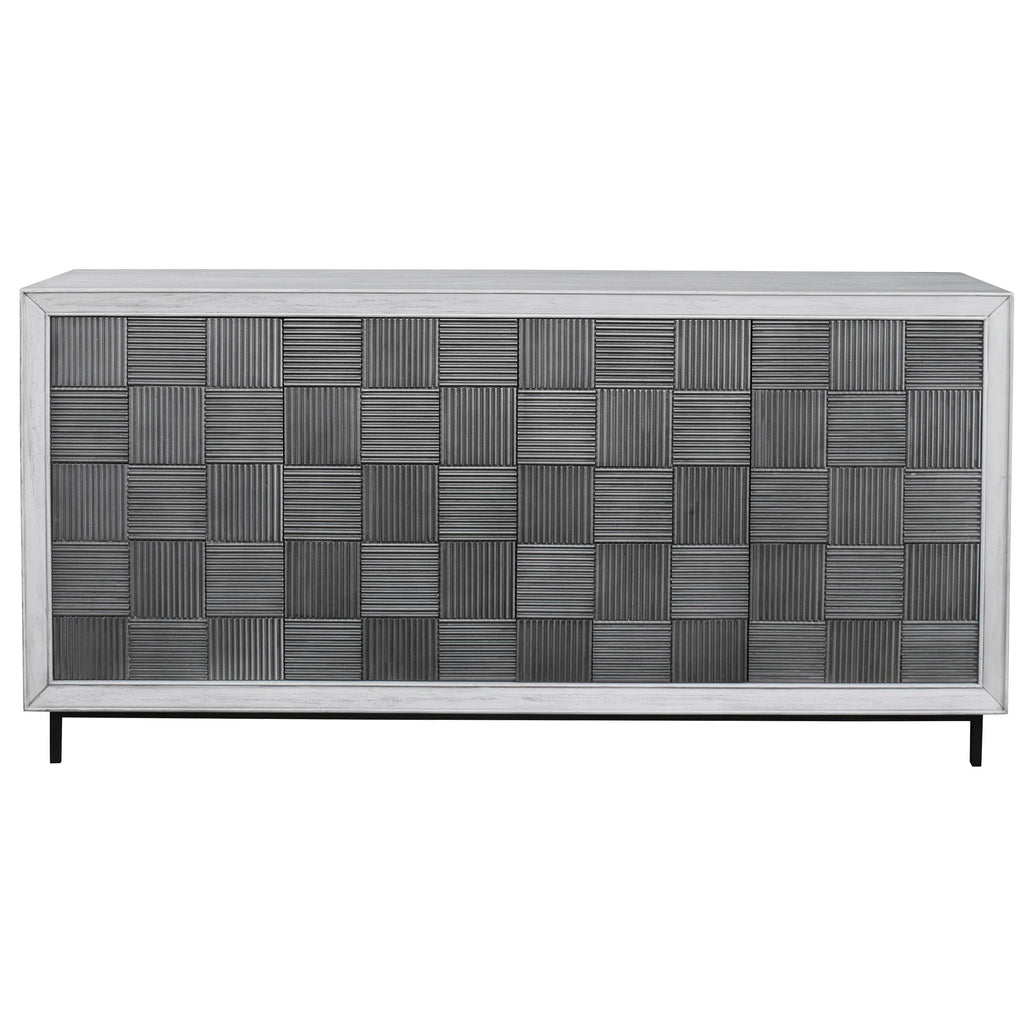 Checkerboard 4 Door Gray Cabinet