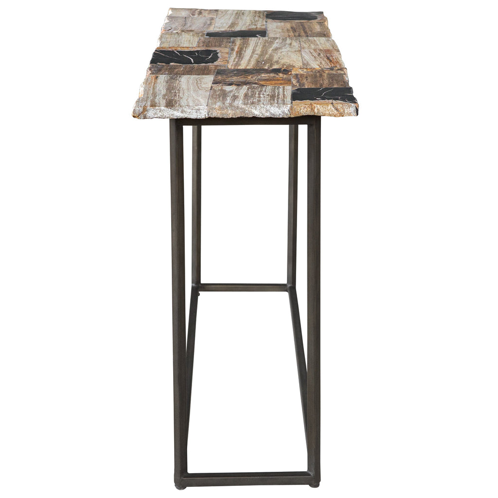 Iya Petrified Wood Console Table