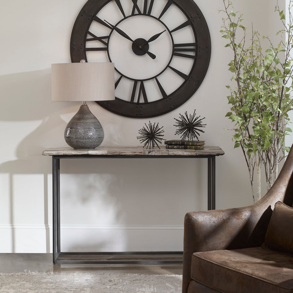 Iya Petrified Wood Console Table