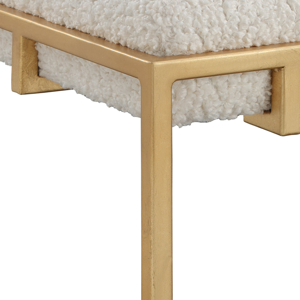 Paradox Small Gold & White Shearling Bench