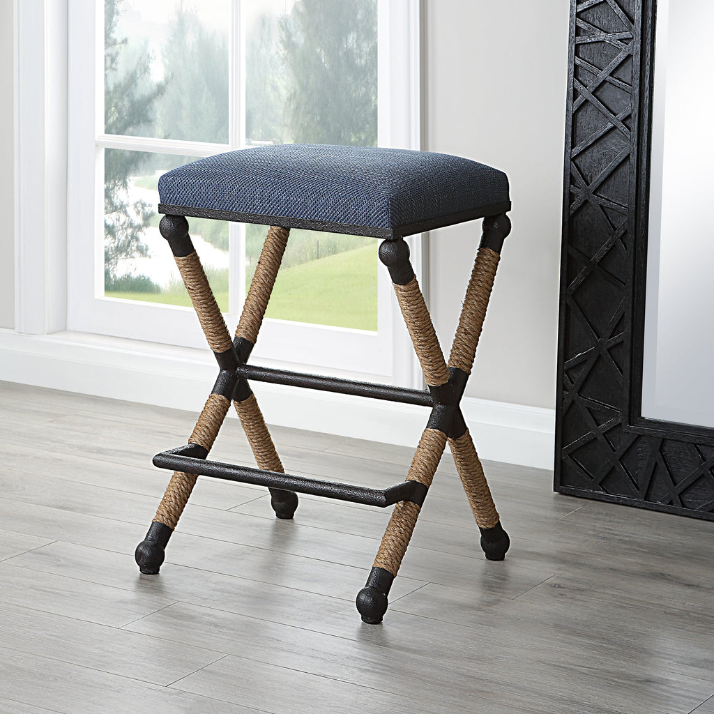 Firth Rustic Navy Counter Stool