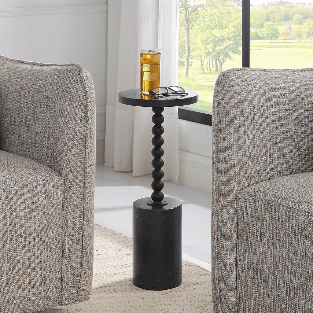 Bead Black Marble Drink Table