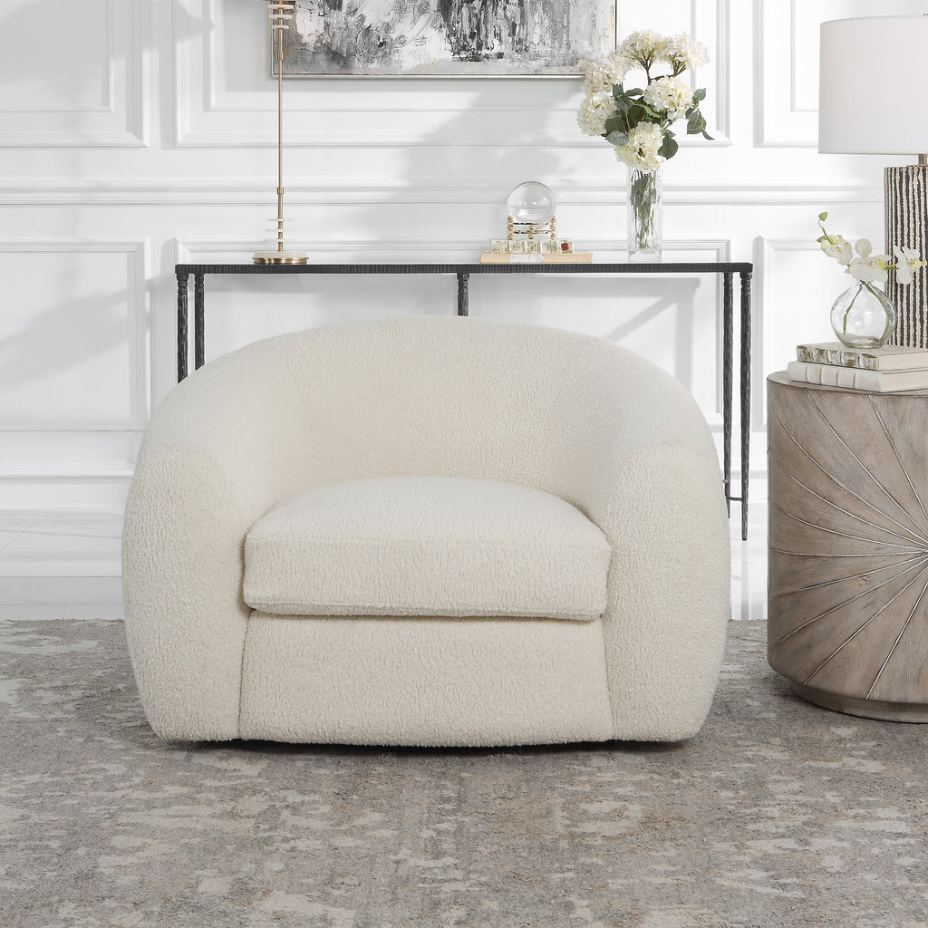 Capra Art Deco White Swivel Chair