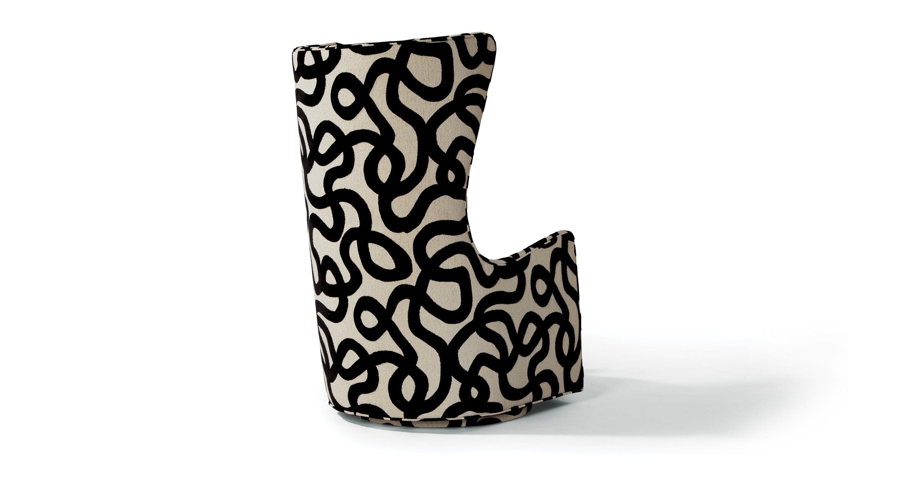 Feelin' Groovy Swivel Chair In Black & White Fabric