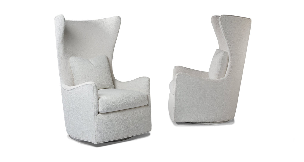 Feelin' Groovy Swivel Chair In White Fabric