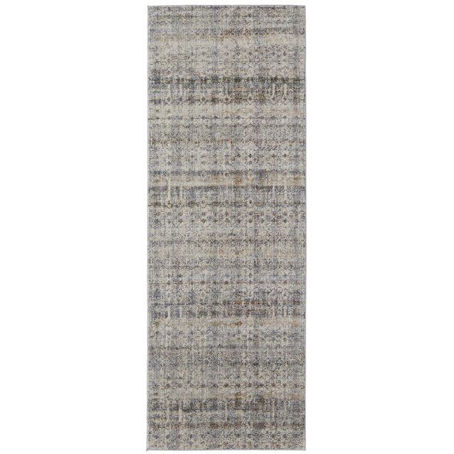 Kaia Transitional Distressed Tan Ivory Blue Area Rug