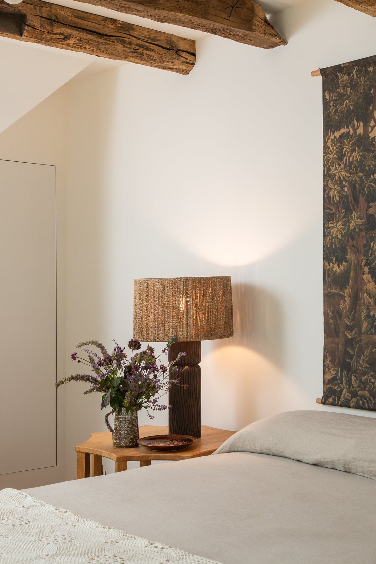 Folk Table Lamp, Patina Brass, 4 Bulb