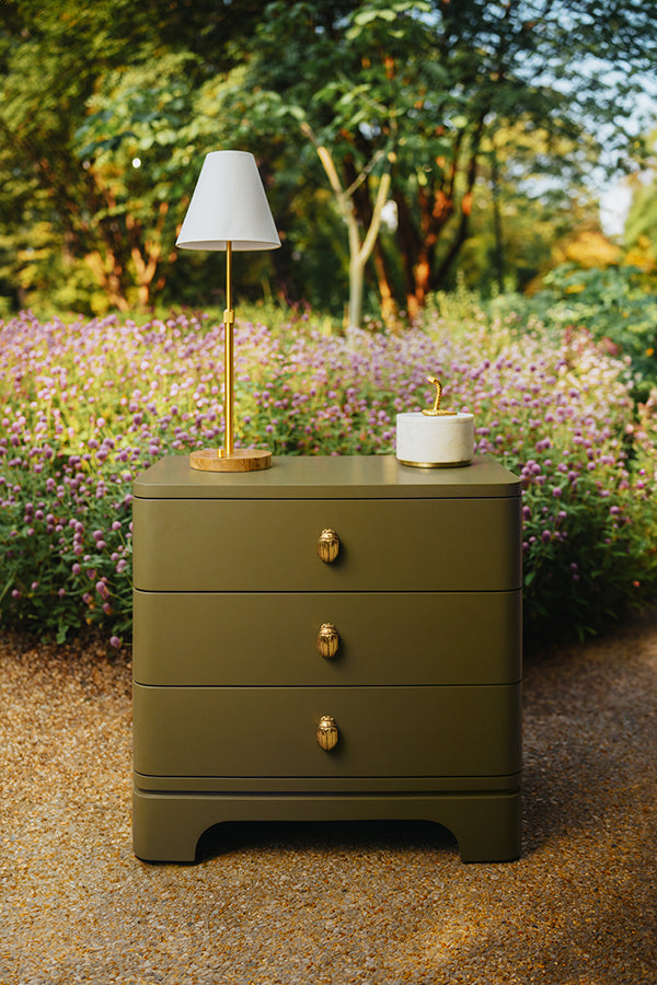 Three Drawer Rounded Edge Side Table