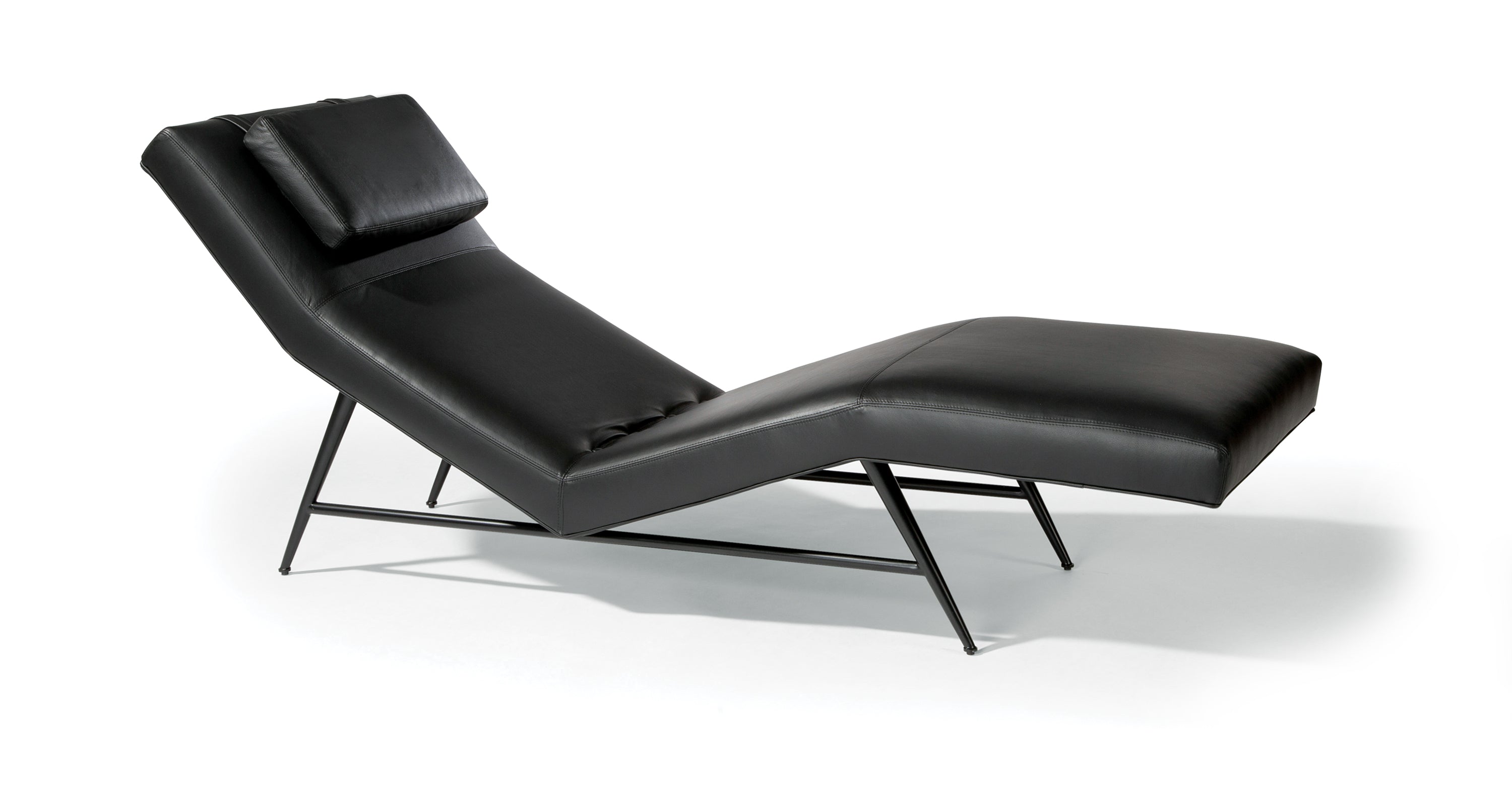 Fred Chaise In Black Leather With Black Powder Coated Frame