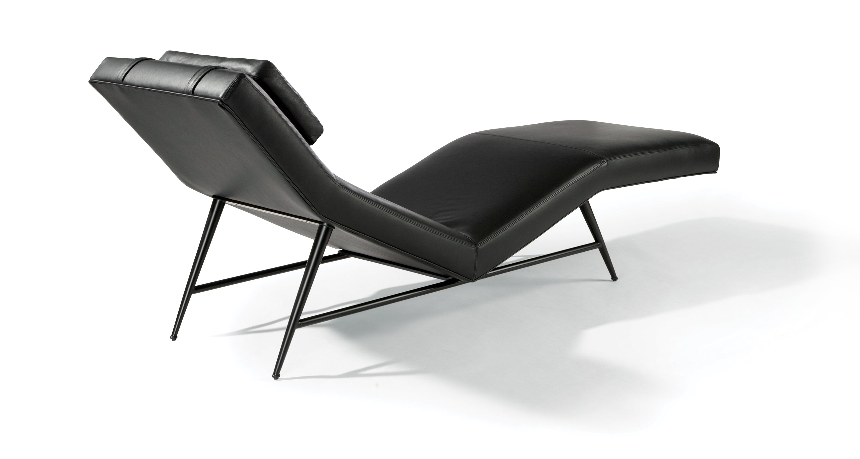 Fred Chaise In Black Leather With Black Powder Coated Frame