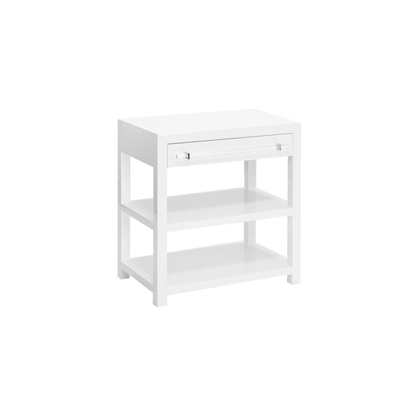 Side Table In Glossy White With Acrylic Rod