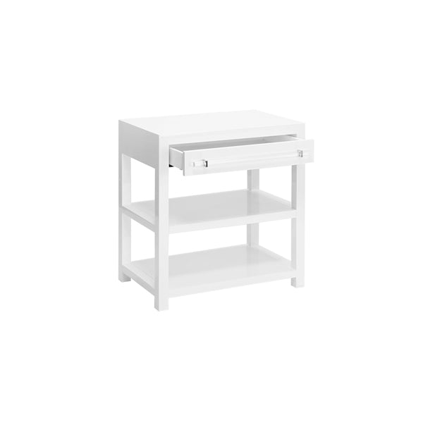 Side Table In Glossy White With Acrylic Rod