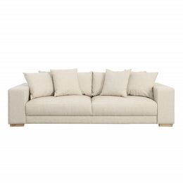 Estella Sofa Polyester Upholstery and Select Hardwood Frame - Ecru with Natural