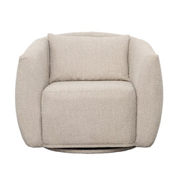 Lydia Swivel Chair Polyester Upholstery and Solid Pine Wood Frame - Beige