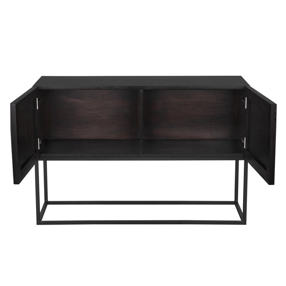 Small Zurich Console, Ebony Walnut with Steel