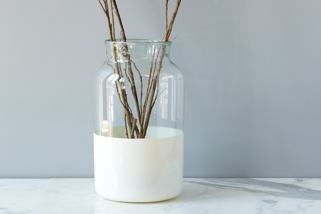 White Colorblock Mason Jar