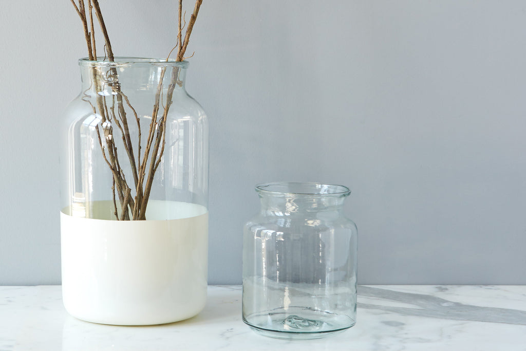 White Colorblock Mason Jar