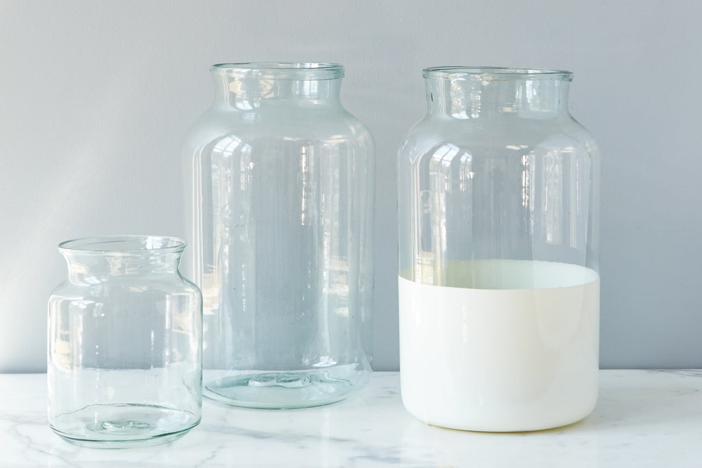 White Colorblock Mason Jar