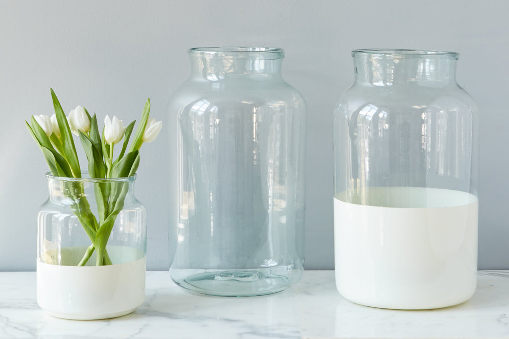 White Colorblock Mason Jar