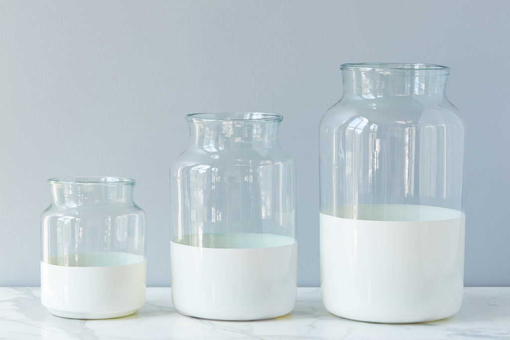 White Colorblock Mason Jar