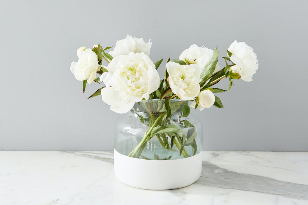 White Colorblock Flower Vase