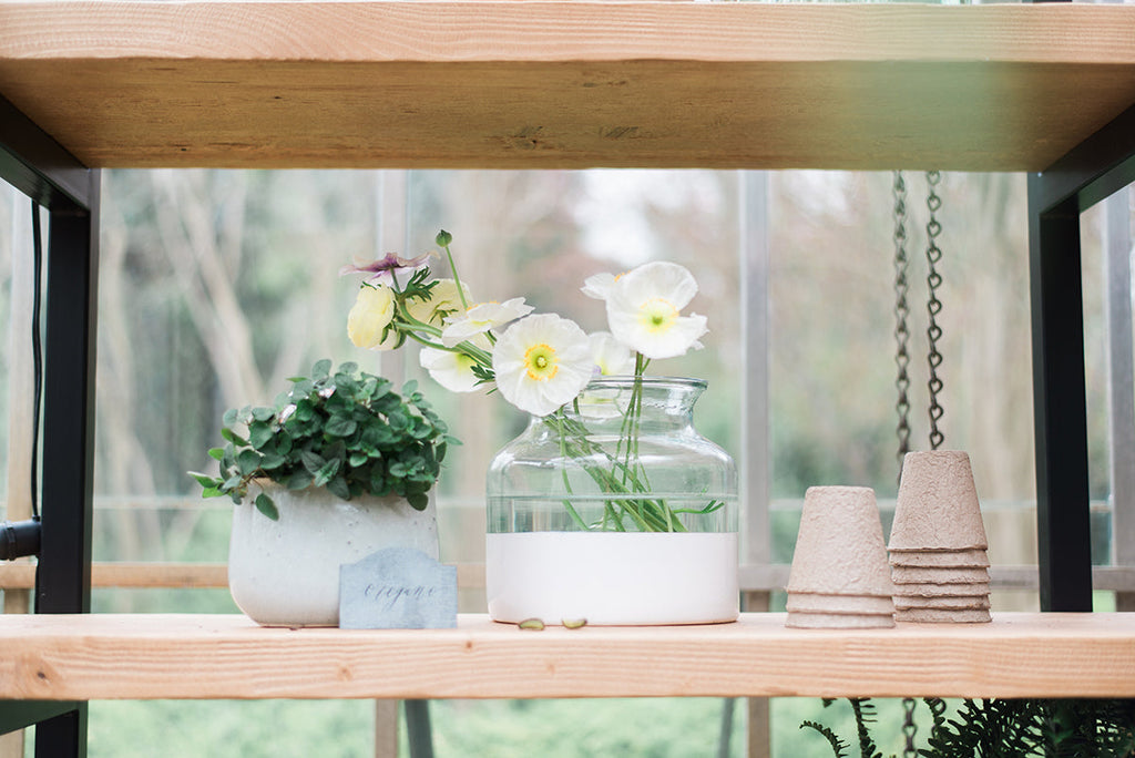 White Colorblock Flower Vase