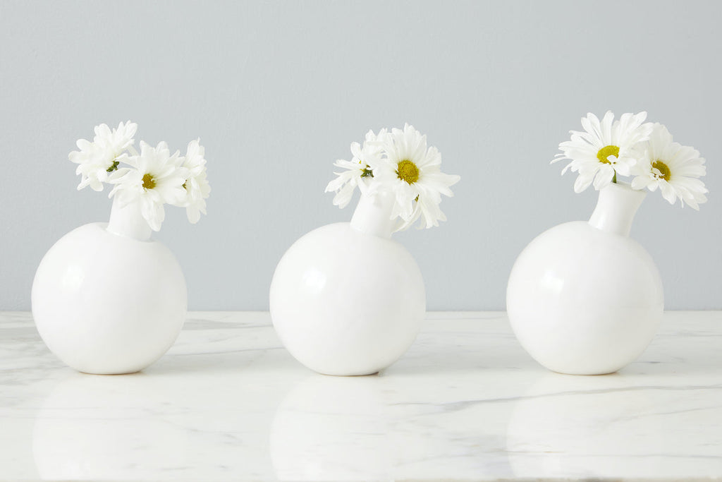 White Sphere Bud Vase