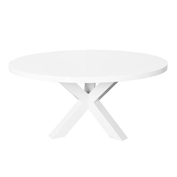 Tripod Base Round Dining Table In White Lacquer