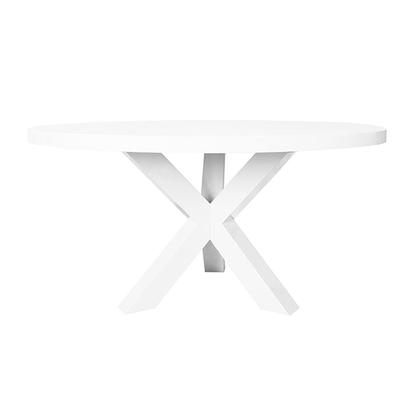 Tripod Base Round Dining Table In White Lacquer