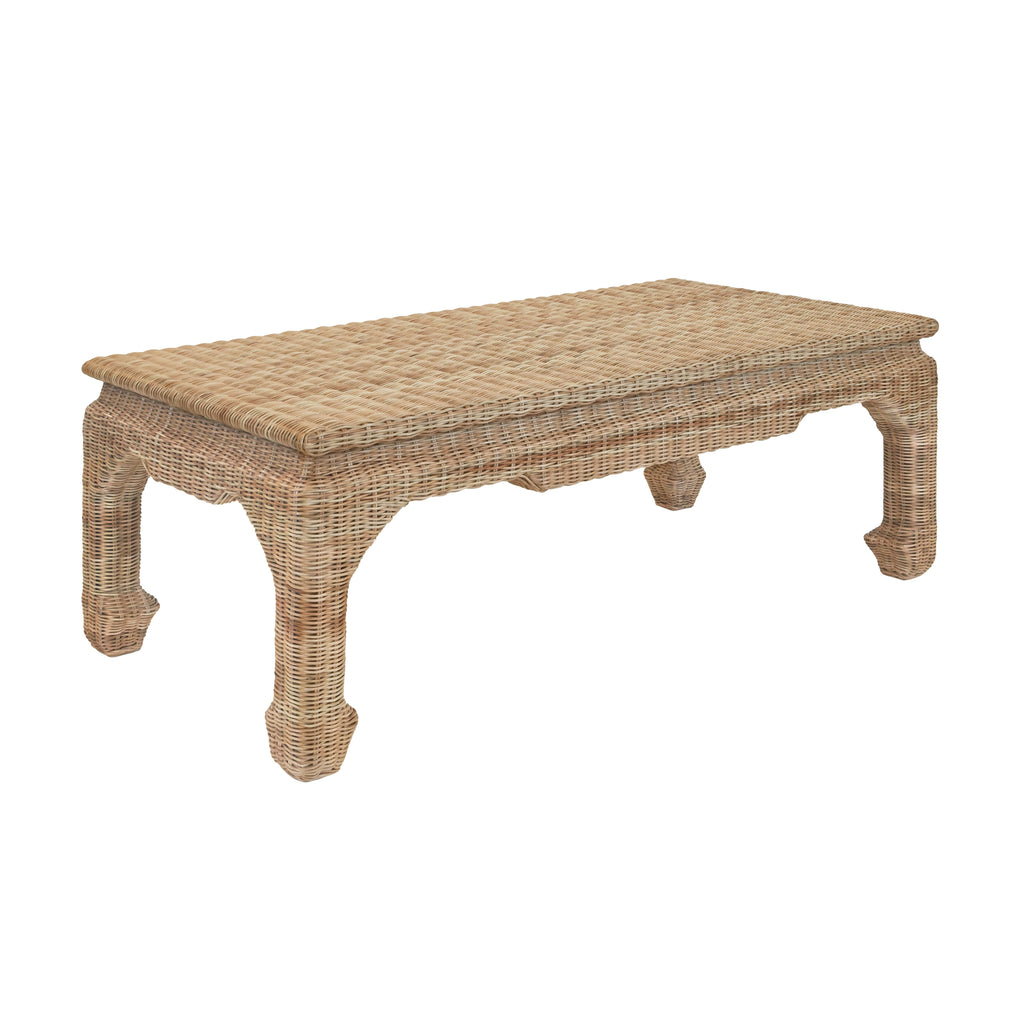 Ming Style Coffee Table In Woven Rattan