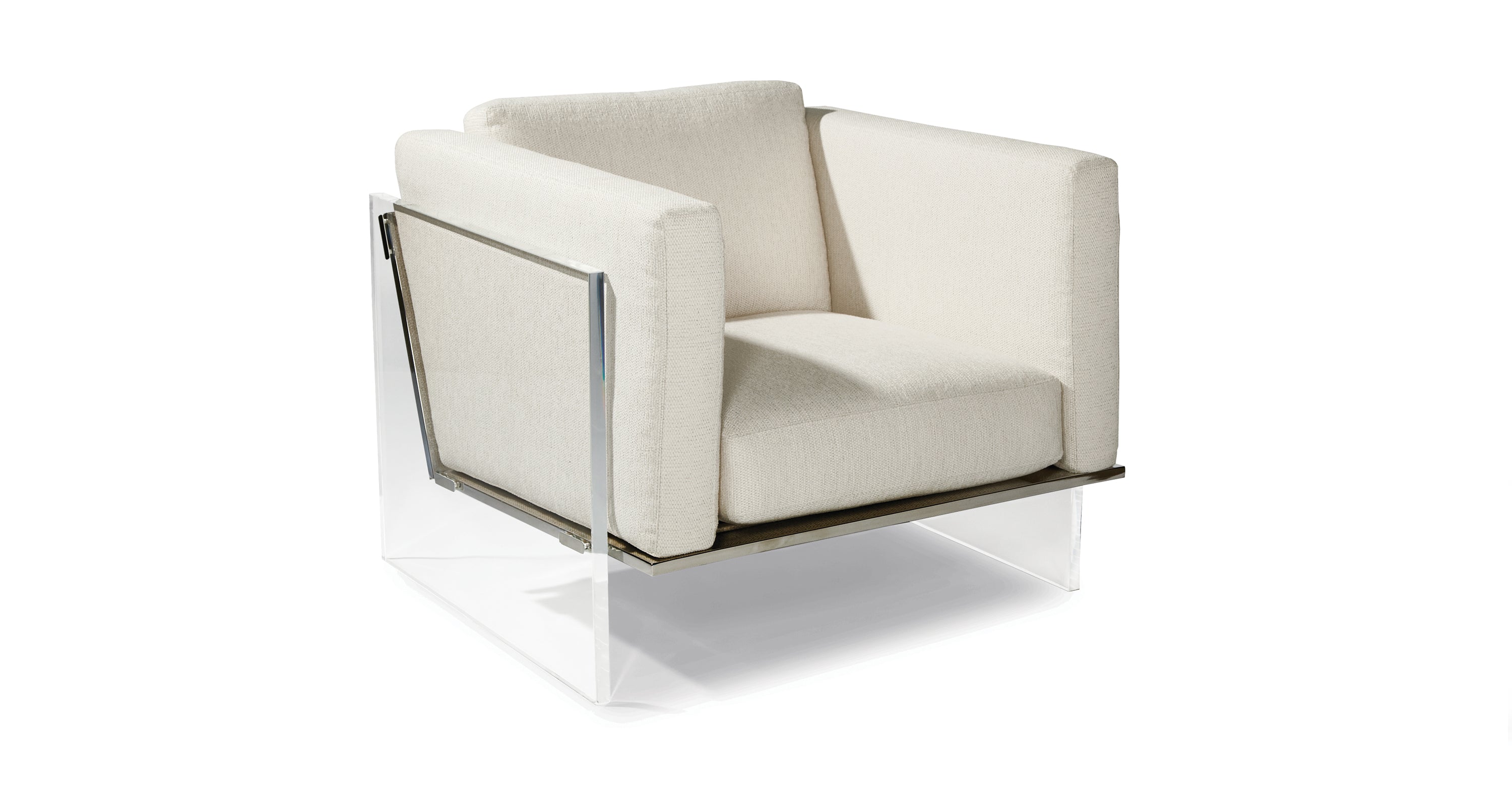 Get Smart Lounge Chair In White Crypton Performance Fabric With Acrylic Base