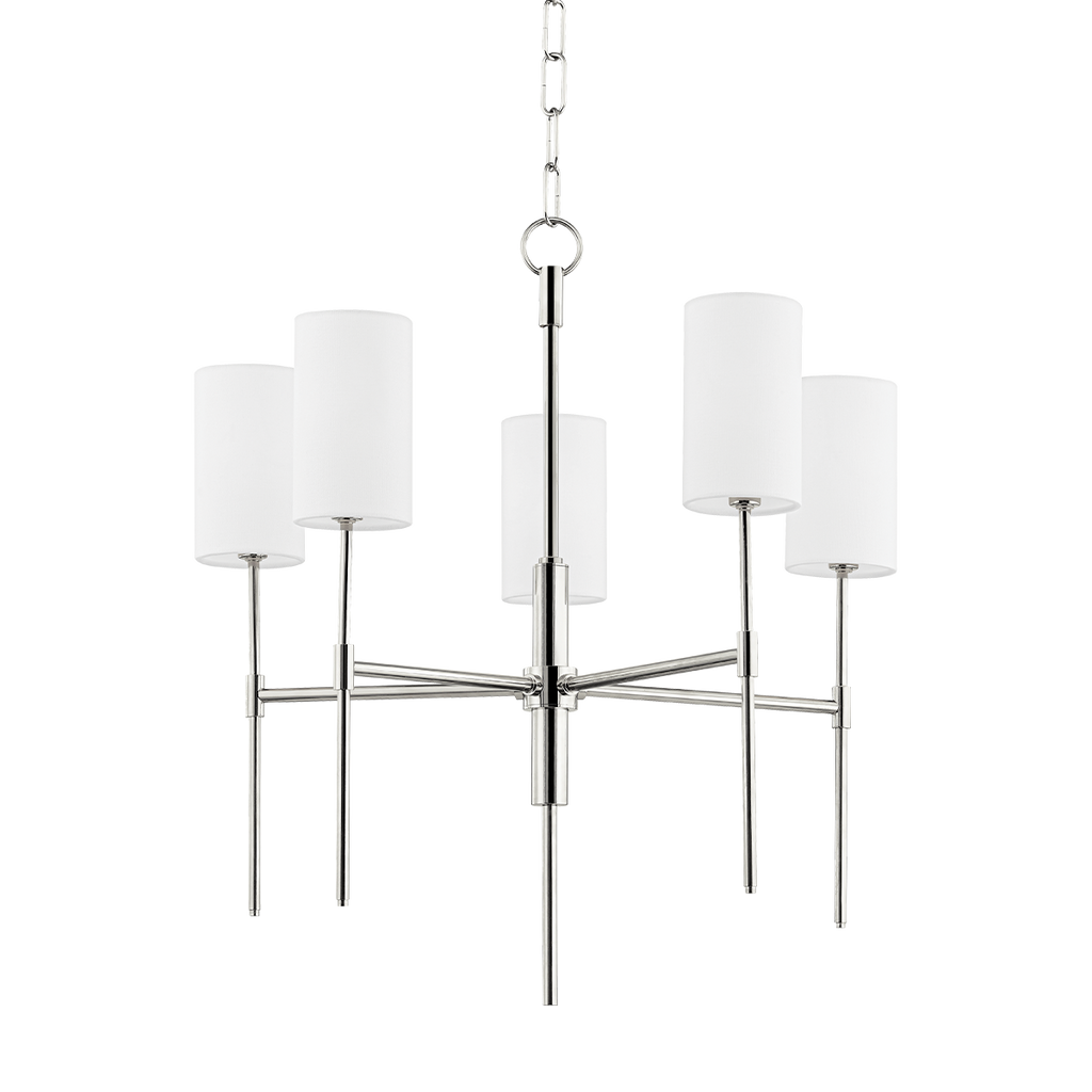 Olivia 5 Light Chandelier - Polished Nickel