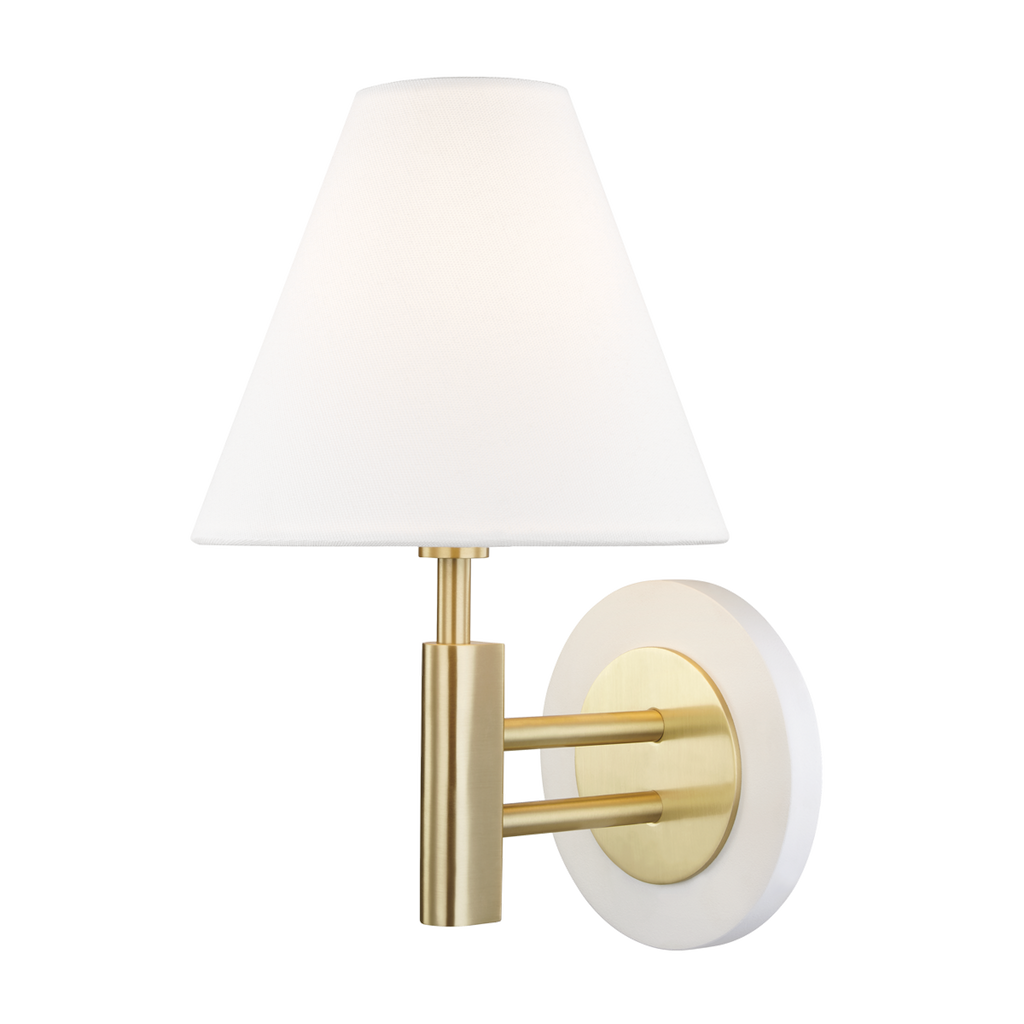 Robbie Wall Sconce - Aged Brass, Soft Off White