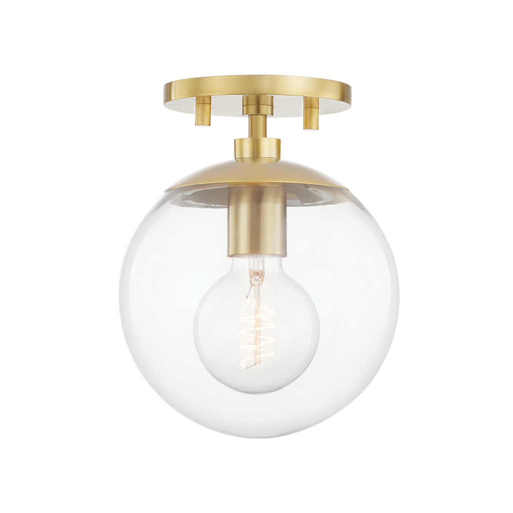 Meadow 1 Light Semi Flush - Aged Brass