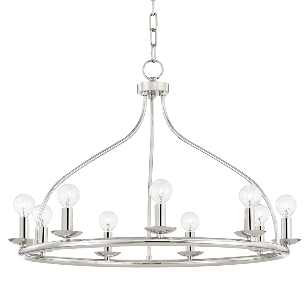 Kendra 9 Light Chandelier - Polished Nickel