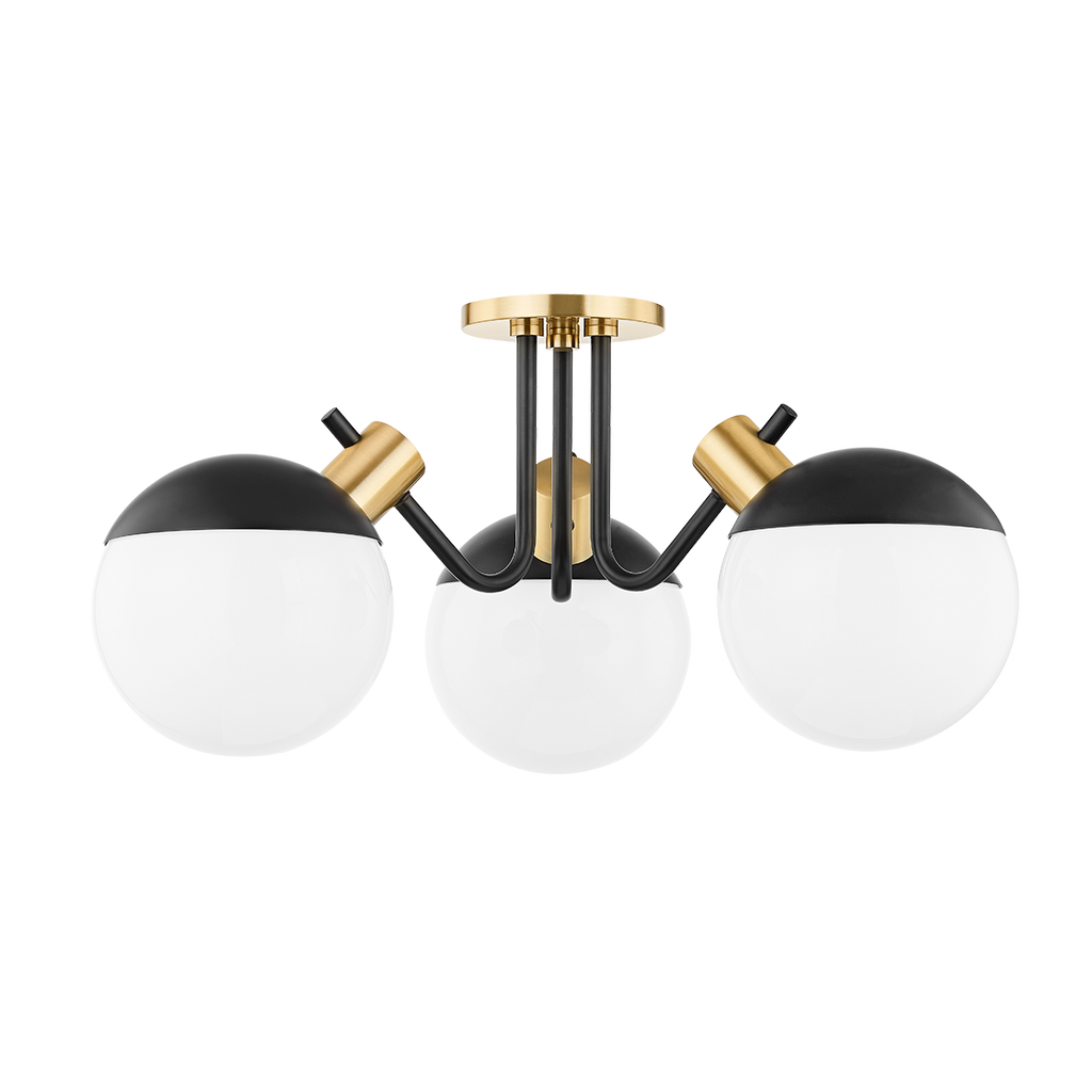 Miranda Semi Flush - Aged Brass/Soft Black