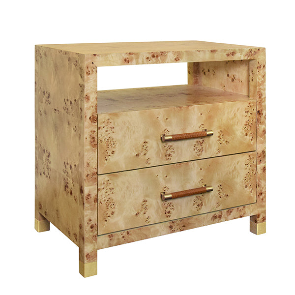 Two Drawer Side Table With Rattan Wrapped Handles