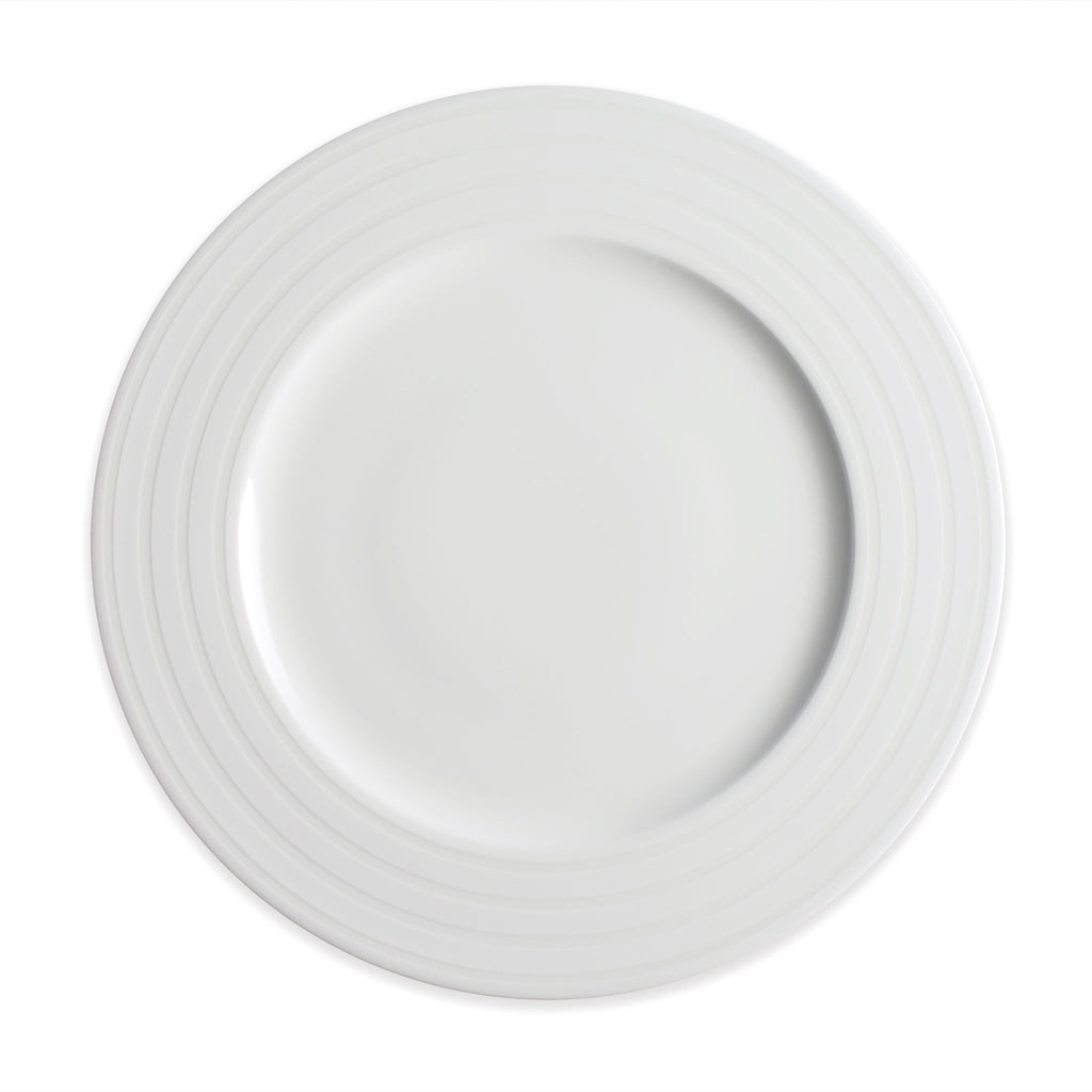 Cambridge Stripe Rimmed Dinner Plate White