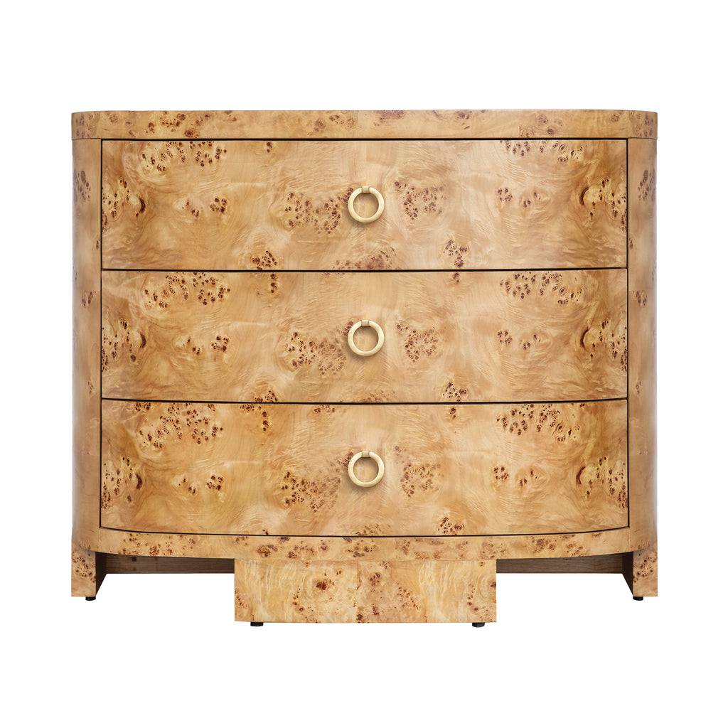 Demilune Chest With Three Drawers In Burl Wood