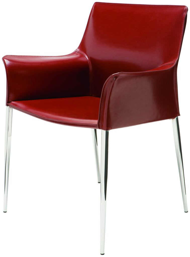 Colter Dining Chair - Bordeaux with Chrome Steel Legs