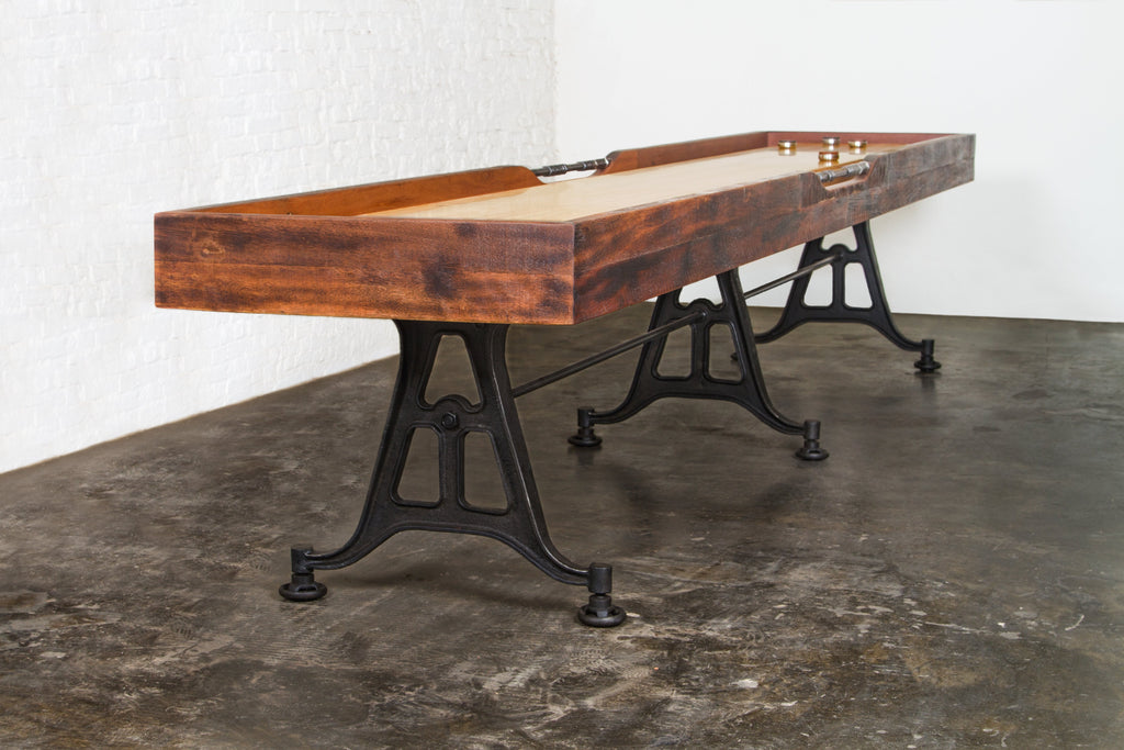 Shuffleboard Gaming Table 156" Burnt Umber with Black Cast Iron Base