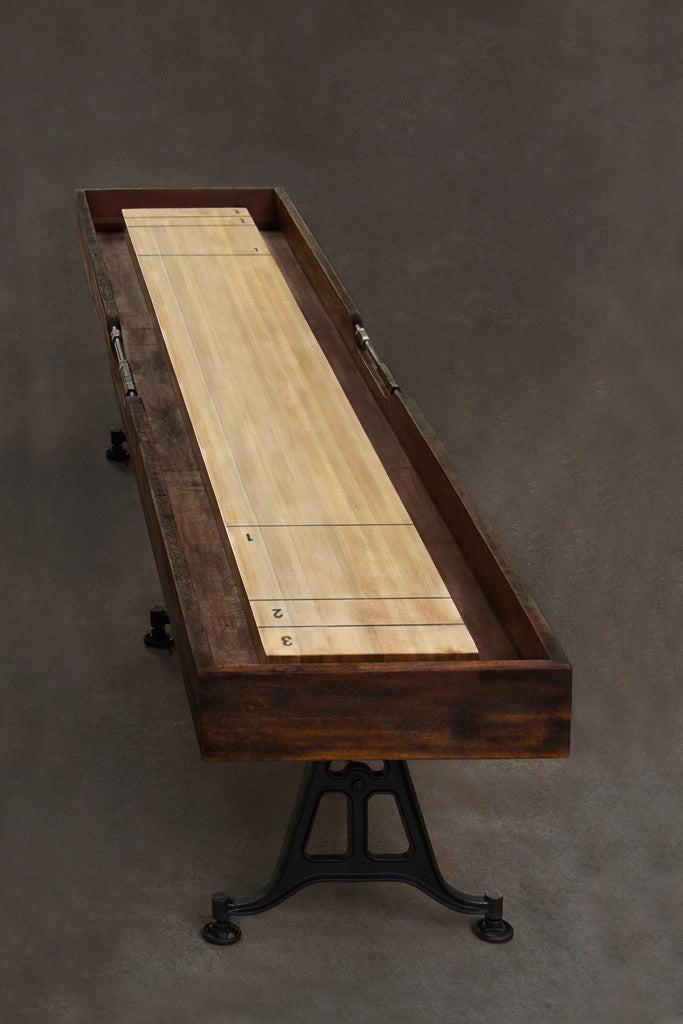 Shuffleboard Gaming Table 156" Burnt Umber with Black Cast Iron Base