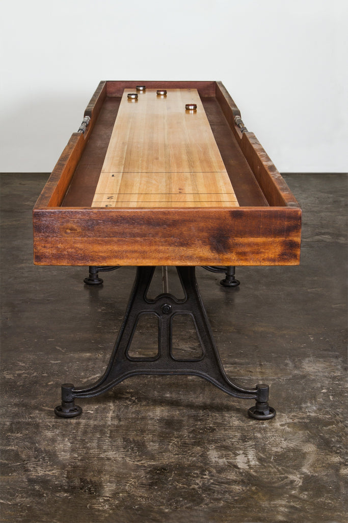 Shuffleboard Gaming Table 156" Burnt Umber with Black Cast Iron Base