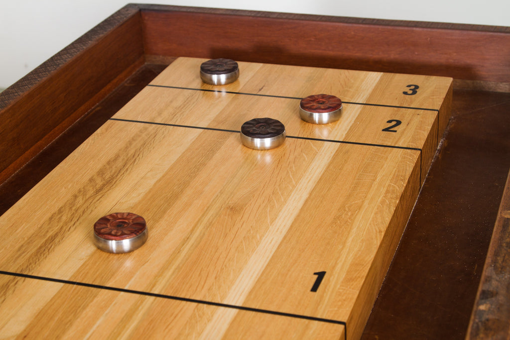 Shuffleboard Gaming Table 156" Burnt Umber with Black Cast Iron Base