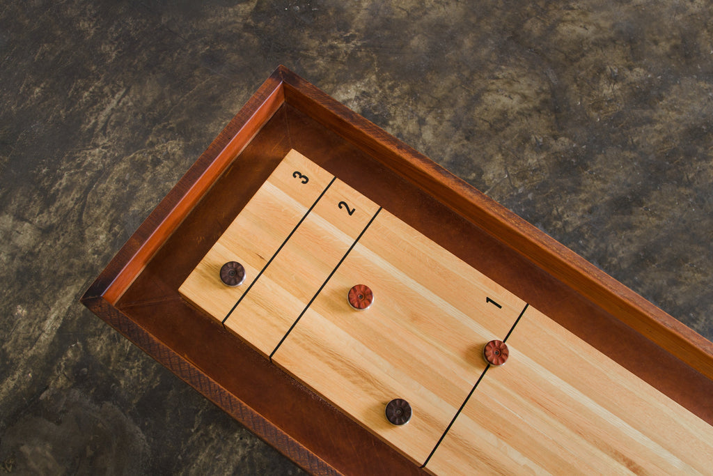 Shuffleboard Gaming Table 156" Burnt Umber with Black Cast Iron Base