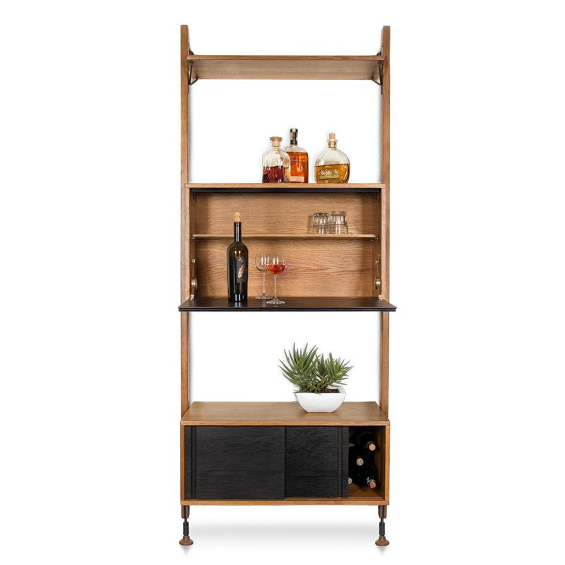 Theo Wall Unit With Bar - Hard Fumed