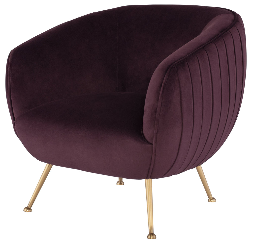 Sofia Occasional Chair - Mulberry with Brushed Gold Legs